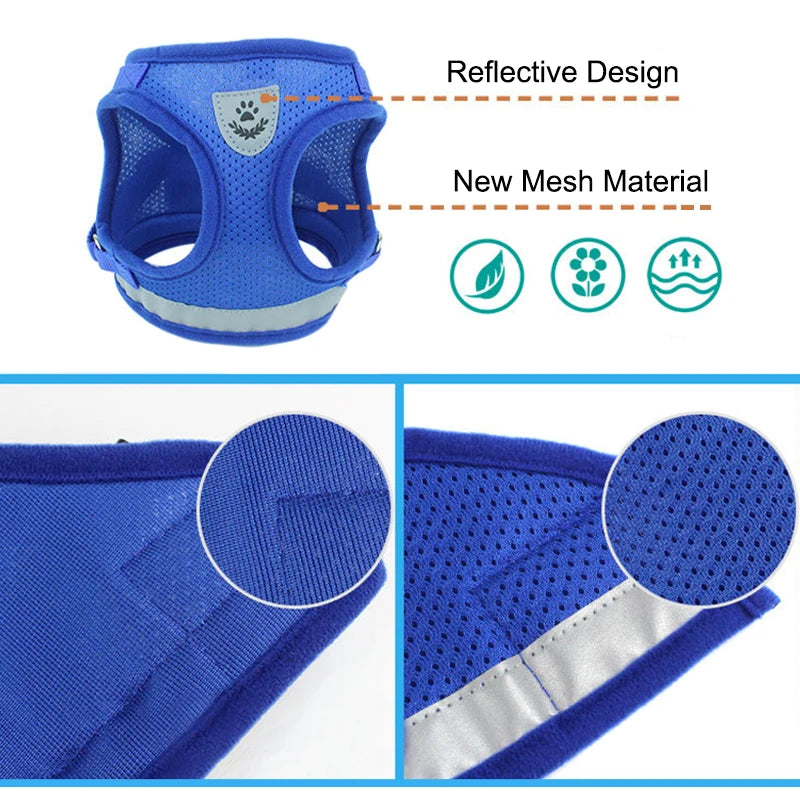Reflective Mesh Harness Set for Cats & Small Dogs.