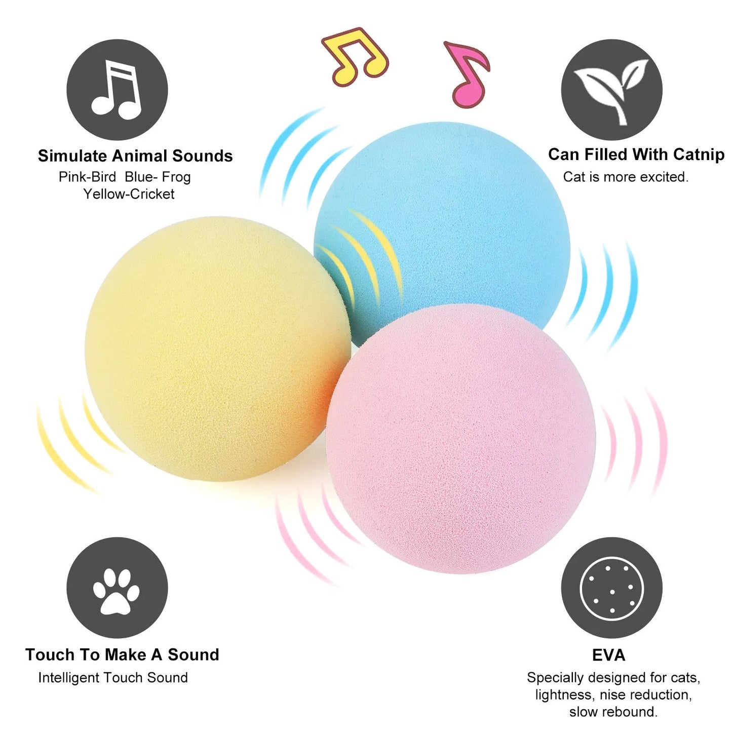 WhiskerPlay™ Smart Squeak Cat Toy Ball.