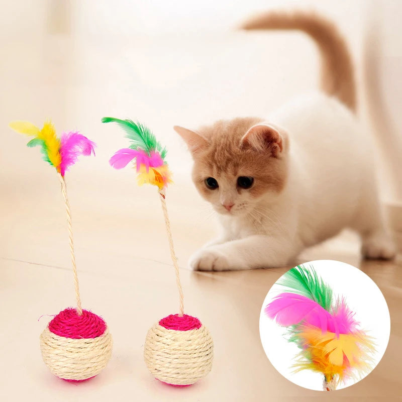 1PC Pet Cat Toy Colorful Feather Blanket